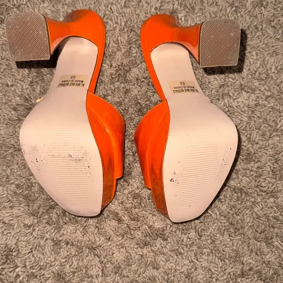 Chase + Chloe Orange Platform Mule Heels Size 5.5 - Picture 6 of 12
